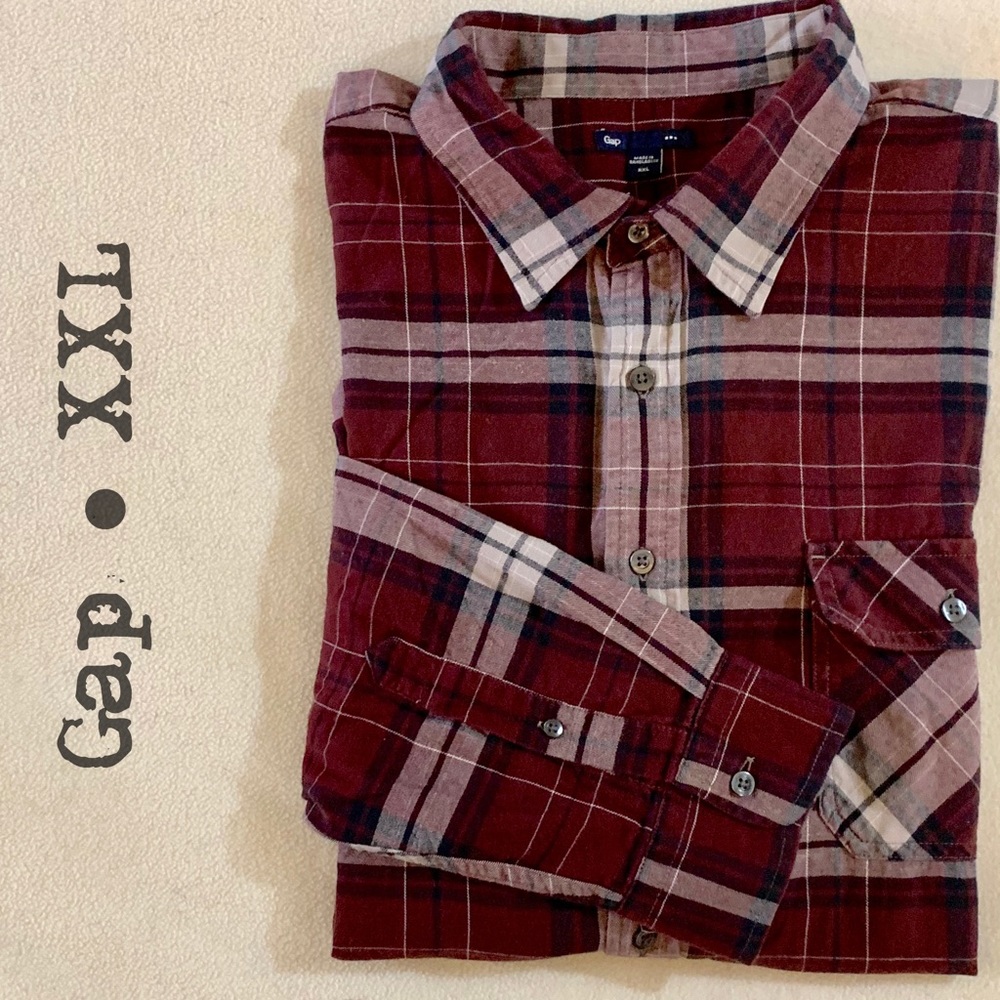 GAP | Men’s Button-Down Maroon Shirt | XXL